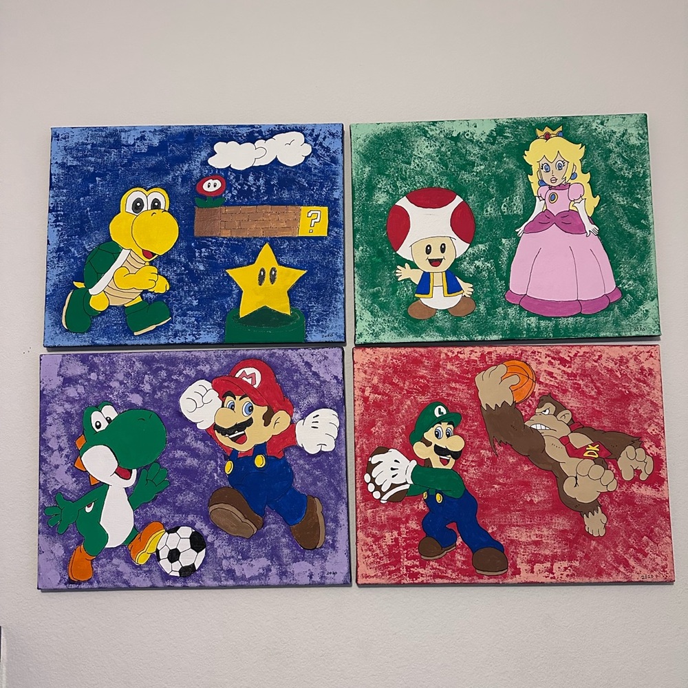 Super Mario Themed Canvas Art Set